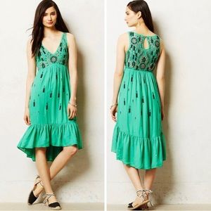 Anthropologie Floret Sequin Sleeveless Gauze
Ruffle Midi Dress Boho Size 2